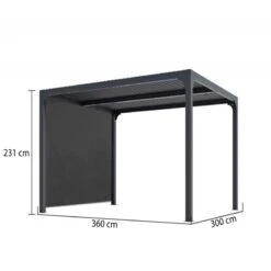 Pergola Bioclimatique Aluminium Anthracite 10,80m² Toit Avec Lames Ovales Aluminium + Rideau Gris Pour Côté 3m HABRITA -Jardin Extérieur Boutique pergola bioclimatique aluminium anthracite 1080m toit avec lames ovales aluminium rideau gris pour cote 3m habrita 1
