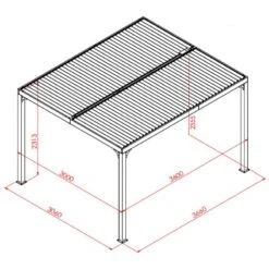 Pergola Bioclimatique Aluminium Anthracite 10,80m² Toit Avec Lames Ovales Aluminium + Rideau Gris Pour Côté 3m HABRITA -Jardin Extérieur Boutique pergola bioclimatique aluminium anthracite 1080m toit avec lames ovales aluminium rideau gris pour cote 3m habrita 3