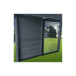 Pergola Bioclimatique Aluminium Anthracite 10,80m² Toit Avec Lames Ovales Aluminium + Ventelles Latérales Pour Côté 3m – HABRITA -Jardin Extérieur Boutique pergola bioclimatique aluminium anthracite 1080m toit avec lames ovales aluminium ventelles laterales pour cote 3m habrita 4