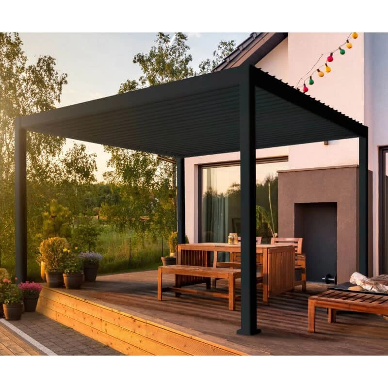 Pergola Bioclimatique Autoportante En Alu Anthracite 3x4m Ombrea 1 Pergola Bioclimatique Autoportante En Alu Anthracite 3x4m Ombrea