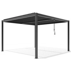 Pergola Bioclimatique Autoportante En Aluminium Anthracite 4x4m - X-METAL -Jardin Extérieur Boutique pergola bioclimatique autoportante en aluminium anthracite 4x4m x metal 5