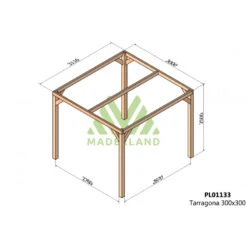 Meilleures ventes -Jardin Extérieur Boutique pergola en bois lamelle colle 300x300cm tarragona maderland 1