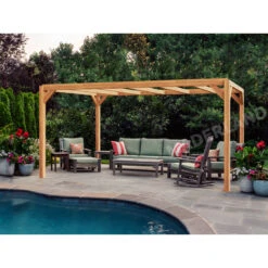 Pergola En Bois Lamellé-collé 600x300cm Alicante – Maderland