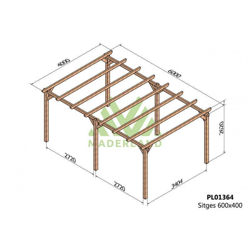 Pergola En Bois Lamellé-collé 600x400cm Sitges – Maderland 2 Pergola En Bois Lamellé-collé 600x400cm Sitges – Maderland – Image 2