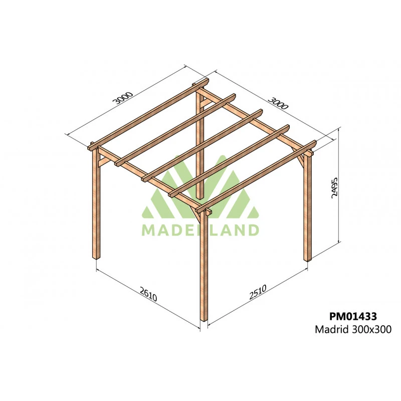 Pergola En Bois Massif Traité Autoclave 300x300cm Madrid – Maderland 2 Pergola En Bois Massif Traité Autoclave 300x300cm Madrid – Maderland – Image 2