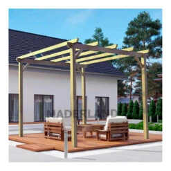 Pergola En Bois Massif Traité Autoclave 420x420cm Madrid – Maderland