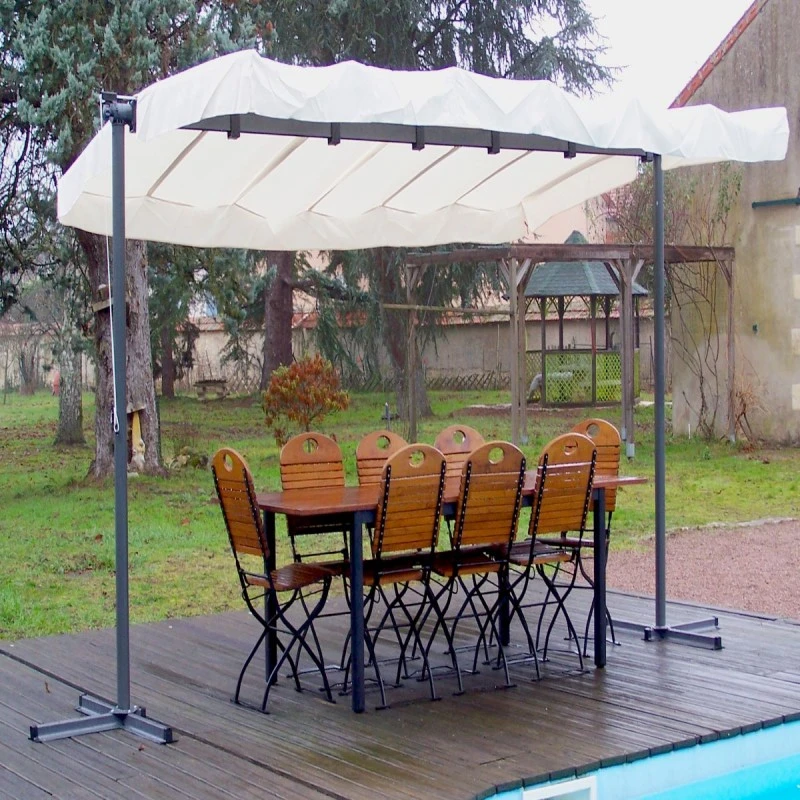 Pergola Marquise En Acier Anthracite 9m² Toile Pivotante Extensible En Polyester 200gr/m² écru - HABRITA 2 Pergola Marquise En Acier Anthracite 9m² Toile Pivotante Extensible En Polyester 200gr/m² écru - HABRITA – Image 2