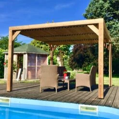 Pergola THERMAUVENT 10,67m² Toit Avec Ventelles Mobiles HABRITA -Jardin Extérieur Boutique pergola thermauvent 1067m en bois avec vantelles sur le toit habrita 2