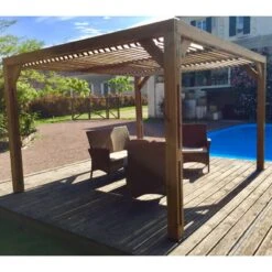 Pergola THERMAUVENT 10,67m² Toit Avec Ventelles Mobiles HABRITA -Jardin Extérieur Boutique pergola thermauvent 1067m en bois avec vantelles sur le toit habrita 5
