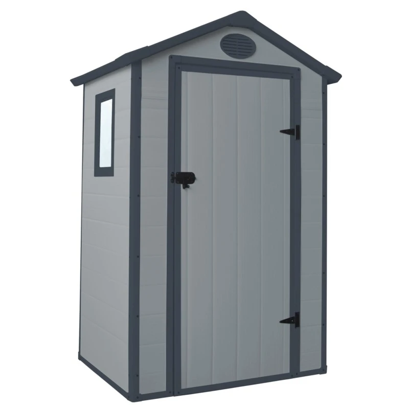 Petit Abri De Jardin En Résine Gris 1,34m² + Kit De Fondation - JOBU 1 Petit Abri De Jardin En Résine Gris 1,34m² + Kit De Fondation - JOBU