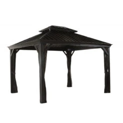 Rideaux Occultants En Polyester Gris Pour Pergolas Messina Et Mykonos 10x12 - SOJAG -Jardin Extérieur Boutique rideaux occultants en polyester gris pour pergola messina 10x12 sojag 1 2