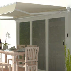 Store Banne Manuel 350x250cm EASY Toile Polyester Beige - X-METAL -Jardin Extérieur Boutique store banne manuel 350x250cm easy toile polyester beige x metal 2