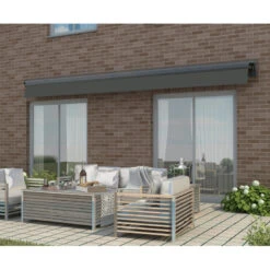 Store Banne Motorisé 350x250cm DECO Toile Polyester Grise - X-METAL -Jardin Extérieur Boutique store banne motorise 350x250cm deco toile polyester grise x metal 5