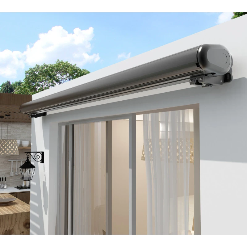 Store Banne Motorisé 500x300cm LUXO Toile Polyester Grise - X-METAL 4 Store Banne Motorisé 500x300cm LUXO Toile Polyester Grise - X-METAL – Image 4