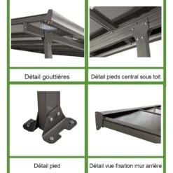 Toit De Terrasse 12,83m² Aluminium Anthracite Et Polycarbonate Habrita -Jardin Extérieur Boutique toit de terrasse 1283m aluminium anthracite et polycarbonate habrita 2