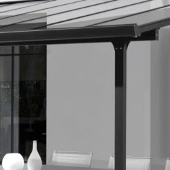 Toit De Terrasse 12,83m² Aluminium Anthracite Et Polycarbonate Habrita -Jardin Extérieur Boutique toit de terrasse 1283m aluminium anthracite et polycarbonate habrita 3