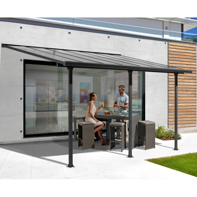 Toit De Terrasse 15,38m² Aluminium Anthracite Et Polycarbonate Habrita 1 Toit De Terrasse 15,38m² Aluminium Anthracite Et Polycarbonate Habrita