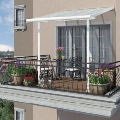 Toit De Terrasse 224x224cm En Aluminium Blanc Et Polycarbonate 6mm SIERRA - Canopia By Palram -Jardin Extérieur Boutique toit de terrasse 224x224cm en aluminium blanc et polycarbonate 6mm sierra palram 4