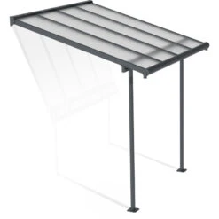 Toit De Terrasse 224x224cm En Aluminium Gris Et Polycarbonate 6mm SIERRA - Canopia By Palram -Jardin Extérieur Boutique toit de terrasse 224x224cm en aluminium gris et polycarbonate 6mm sierra palram 1 1