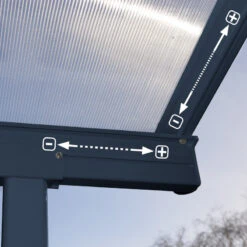 Toit De Terrasse 295x860cm En Aluminium Gris Et Polycarbonate 6mm SIERRA - Canopia By Palram 9 Toit De Terrasse 295x860cm En Aluminium Gris Et Polycarbonate 6mm SIERRA - Canopia By Palram -Jardin Extérieur Boutique toit de terrasse 295x860cm en aluminium gris et polycarbonate 6mm sierra canopia by palram 3