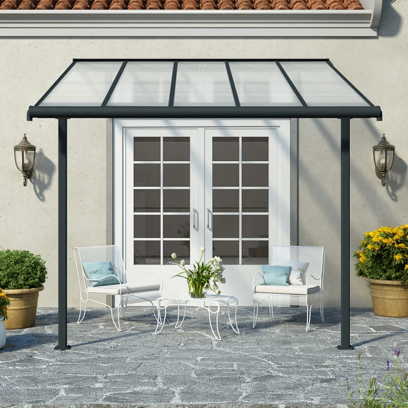 Toit De Terrasse 299x314cm En Aluminium Gris Et Polycarbonate 6mm SIERRA - Canopia By Palram 2 Toit De Terrasse 299x314cm En Aluminium Gris Et Polycarbonate 6mm SIERRA - Canopia By Palram – Image 2