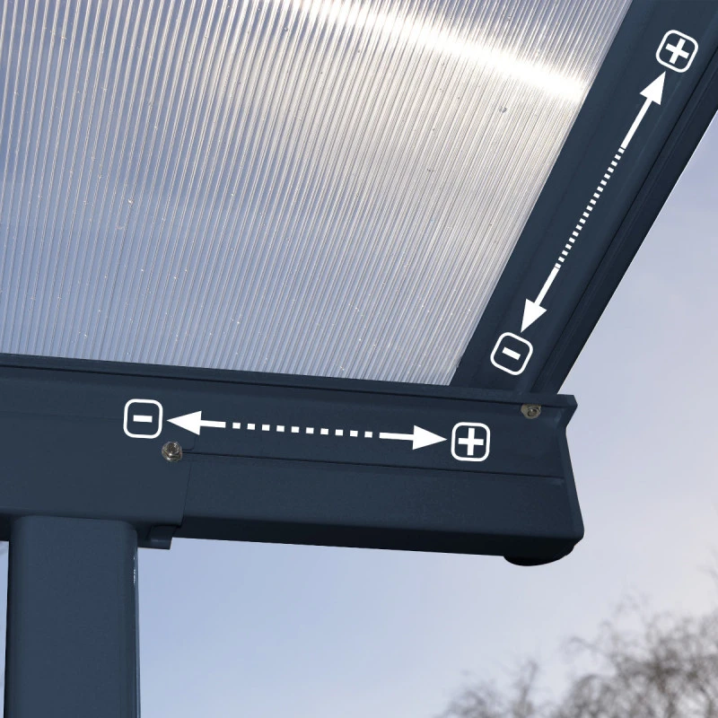 Toit De Terrasse 299x314cm En Aluminium Gris Et Polycarbonate 6mm SIERRA - Canopia By Palram 6 Toit De Terrasse 299x314cm En Aluminium Gris Et Polycarbonate 6mm SIERRA - Canopia By Palram – Image 6