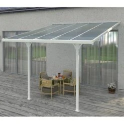 Jardin Extérieur Boutique 10 Toit De Terrasse Ajustable En Aluminium Laqué Blanc 3,05x3,14m X-METAL