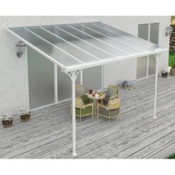 Jardin Extérieur Boutique 14 Toit De Terrasse Ajustable En Aluminium Laqué Blanc 3,05x4,36m X-METAL