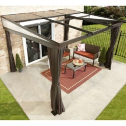 Jardin Extérieur Boutique 28 Tonnelle Adossée Budapest 364x288cm En Aluminium Avec Toit Rétractable - SOJAG