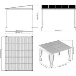 Tonnelle Adossée Portland 363x298cm En Aluminium Et Acier Galvanisé - SOJAG -Jardin Extérieur Boutique tonnelle adossee portland 363x298cm en aluminium et acier galvanise sojag 4