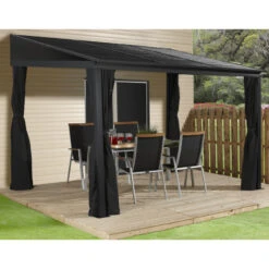 Jardin Extérieur Boutique 30 Tonnelle Adossée Portland 424x298cm En Aluminium Et Acier Galvanisé - SOJAG