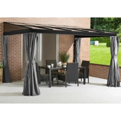 Jardin Extérieur Boutique 24 Tonnelle Adossée St. Barth 363x298cm En Aluminium Et Polycarbonate 8mm - SOJAG