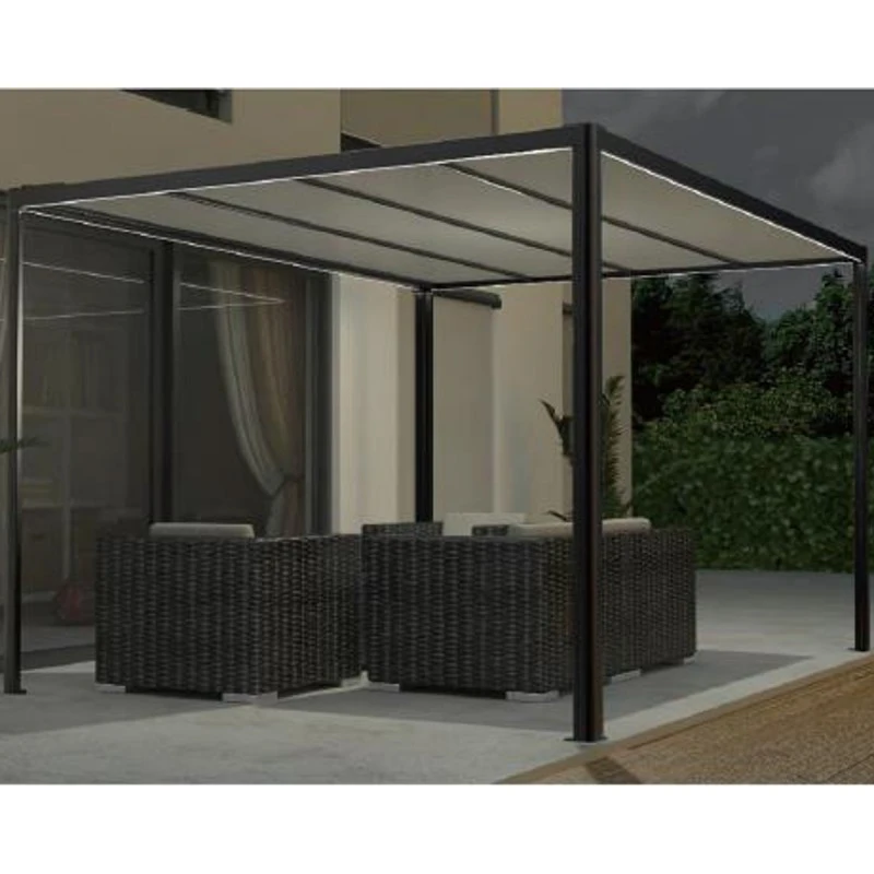 Tonnelle Couv’Terrasse® E Store 3x3m En Aluminium Laqué Gris Et Polycarbonate 8mm - Chalet Et Jardin 2 Tonnelle Couv’Terrasse® E Store 3x3m En Aluminium Laqué Gris Et Polycarbonate 8mm - Chalet Et Jardin – Image 2