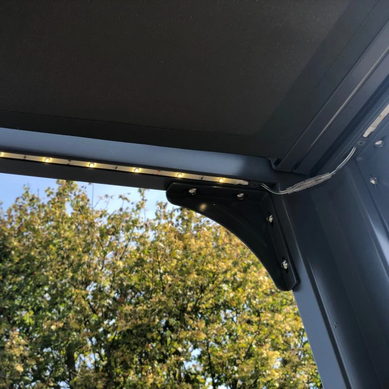 Tonnelle Couv’Terrasse® E Store 3x3m En Aluminium Laqué Gris Et Polycarbonate 8mm - Chalet Et Jardin 4 Tonnelle Couv’Terrasse® E Store 3x3m En Aluminium Laqué Gris Et Polycarbonate 8mm - Chalet Et Jardin – Image 4