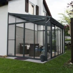 Véranda 300x425cm En Alu Gris Et Polycarbonate 8mm Sanremo - Palram - Canopia -Jardin Extérieur Boutique veranda 300x425cm en alu gris et polycarbonate 8mm sanremo palram 2